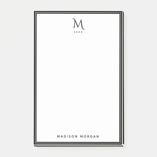 Einfaches Monogramm mit schwarzer Umrandung person Post-it Klebezettel (Vorderseite)