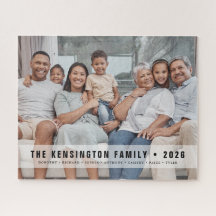 Einfaches Monogramm Modern Fette Familienfoto-Erin