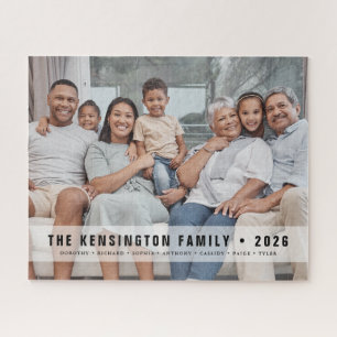 Einfaches Monogramm Modern Fette Familienfoto-Erin Puzzle