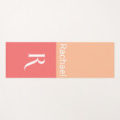 Einfaches Monogramm Name Typografie Peach Yogamatte (Vorderseite (Horizontal))