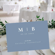 Einfaches Monogramm Periwinkle Save-the-Date QR
