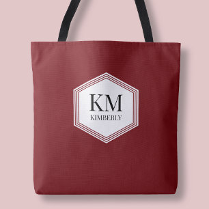 Einfaches Monogramm Rot Schwarz Elegant Minimalist Tasche