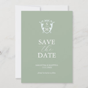 Einfaches Monogramm Salbeigrün Save The Date