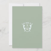 Einfaches Monogramm Salbeigrün Save The Date (Rückseite)