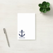 Einfaches Monogramm Schiffsanker Navy Blau Weiß Post-it Klebezettel (Büro)