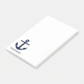 Einfaches Monogramm Schiffsanker Navy Blau Weiß Post-it Klebezettel (angewinkelt)