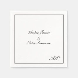 Einfaches Monogramm Schwarz-Weiß Elegante Hochzeit Serviette