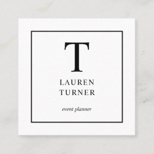 Einfaches Monogramm Schwarzweiss Quadratische Visitenkarte
