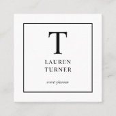 Einfaches Monogramm Schwarzweiss Quadratische Visitenkarte (Vorderseite)