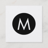 Einfaches Monogramm-Schwarzweiss-Sozialmedien Quadratische Visitenkarte (Vorderseite)