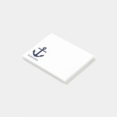 Einfaches Monogramm-Seeanker-Marine-Blau-Weiß Post-it Klebezettel (angewinkelt)