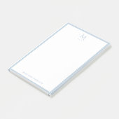 Einfaches Monogramm Staubblauer Rand Personalized Post-it Klebezettel (angewinkelt)