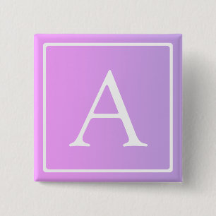 Einfaches Monogramm Subtiles Rosa/Lila Ombre Button