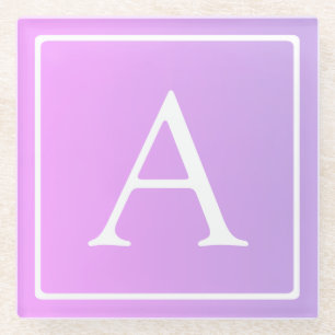 Einfaches Monogramm Subtiles Rosa/Lila Ombre Glasuntersetzer