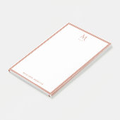 Einfaches Monogramm Terrakotta-Rand personalisiert Post-it Klebezettel (angewinkelt)