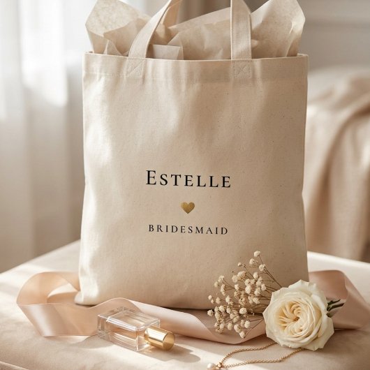 Einfaches Monogramm und goldenes Herz Tragetasche