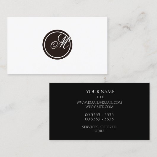 Einfaches Monogramm Visitenkarte (Vorne/Hinten)