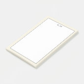 Einfaches monogrammiertes Creme und Schwarz Post-it Klebezettel (angewinkelt)
