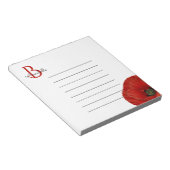 Einfaches monogrammiertes rotes Mohnblumenmuster Notizblock (angewinkelt)