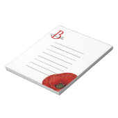 Einfaches monogrammiertes rotes Mohnblumenmuster Notizblock (Rotiert)