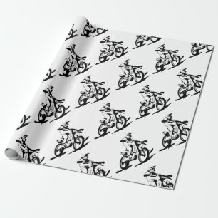 Einfaches Motorcross Fahrrad und Reiter Geschenkpapier
