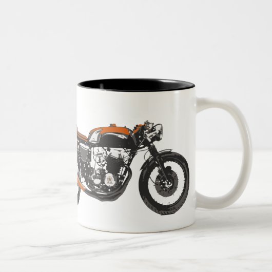 Einfaches Motorrad - zeichnender CaféRacer 750 Zweifarbige Tasse (Rechts)