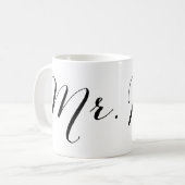 Einfaches Mr. Script Stilvoll Modernes Groom Weddi Kaffeetasse (Vorderseite Links)