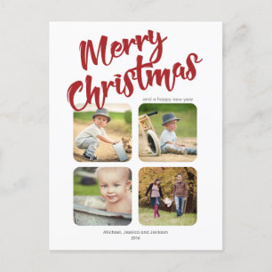 Einfaches Multi-Foto Frohe Weihnachts-Postkarte Feiertagspostkarte