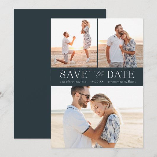 Einfaches Multi-Foto Save the Date Einladung (Vorne/Hinten)