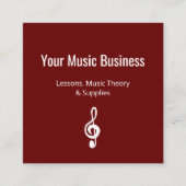 Einfaches Musical Treble Clef QR-Code Rot Quadratische Visitenkarte (Vorderseite)