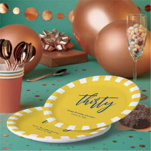 Einfaches Mustard Yellow 30. Geburtstags-Party Pappteller