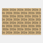 Einfaches Muster 2026 jedes Jahr Gold Weiß Schwarz Geschenkpapier Set (Vorderseite 3)