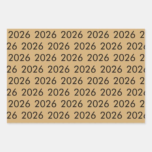 Einfaches Muster 2026 jedes Jahr Gold Weiß Schwarz Geschenkpapier Set (Vorderseite 3)