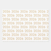Einfaches Muster 2026 jedes Jahr Gold Weiß Schwarz Geschenkpapier Set (Vorderseite)