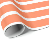 Einfaches Muster aus Korallen und Weißen Streifen Geschenkpapier (Rolleneckpunkt)