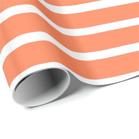 Einfaches Muster aus Korallen und Weißen Streifen Geschenkpapier (Rolleneckpunkt)