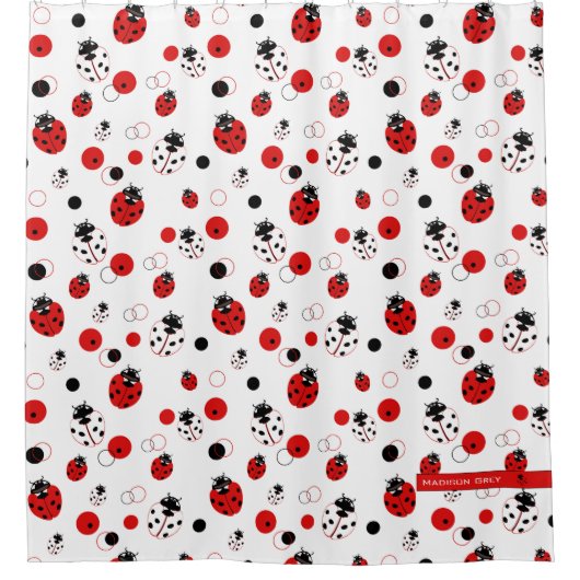 Einfaches Muster aus Rot, Schwarz und Weiß Duschvorhang (Vorderseite)