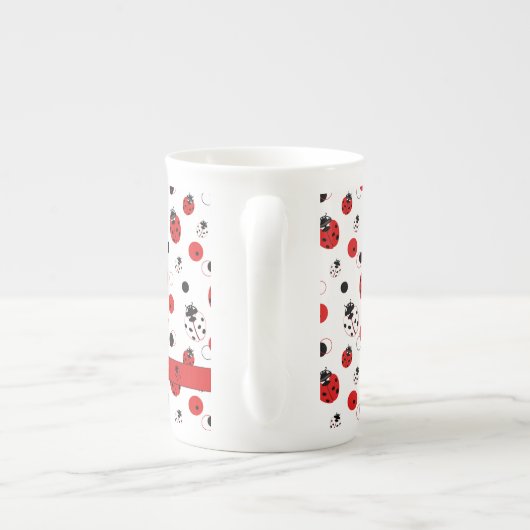 Einfaches Muster aus Rot, Schwarz und Weiß Porzellantasse (Rückseite)