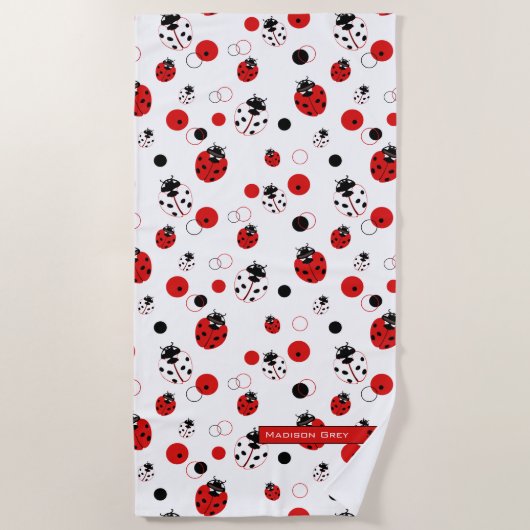 Einfaches Muster aus Rot, Schwarz und Weiß Strandtuch (Vorderseite)