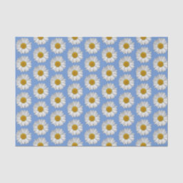 Einfaches Muster der White Daisy-Blume auf Blue Seidenpapier