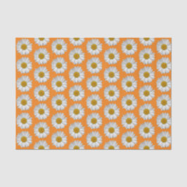 Einfaches Muster der White Daisy-Blume auf Orange Seidenpapier