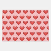Einfaches Muster für rote Herzen im rot-rosa Hinte Geschenkpapier Set (Vorderseite 3)
