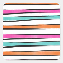 Einfaches Muster für Wasserfarben Quadratischer Aufkleber