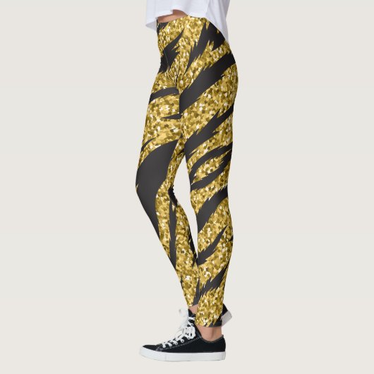 einfaches Muster goldener Tigerstreifen Leggings (Links)