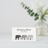 Einfaches Muster moderner Schwarz-Weiß-Elefanten Visitenkarte (Stehend Vorderseite)