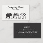 Einfaches Muster moderner Schwarz-Weiß-Elefanten Visitenkarte (Vorne/Hinten)