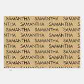 Einfaches Muster Name Gold Schwarz Geschenkpapier Set (Vorderseite 3)