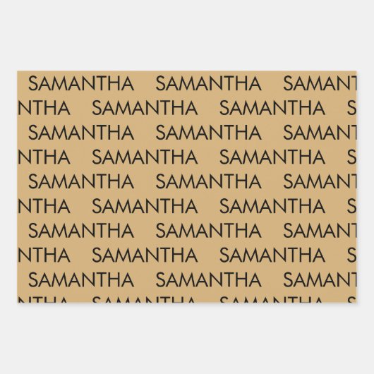 Einfaches Muster Name Gold Schwarz Geschenkpapier Set (Vorderseite 3)