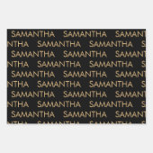 Einfaches Muster Name Gold Schwarz Geschenkpapier Set (Vorderseite 2)