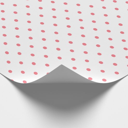 Einfaches Muster rosa Polka-Punkte auf Weiß Geschenkpapier (Ecke)